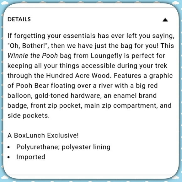 Loungefly Disney Pooh Oh Bother Mini Backpack - Picture 10 of 10